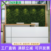Guangzhou simple office furniture simple front desk reception desk 2 4 meters company front desk 1 8 meters board welcome desk