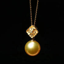 Schlove Philippines thick gold pearl 18k gold necklace Pearl Clavicle chain Nanyang Gold pearl pendant with chain