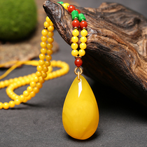 Baltic Natural Chicken Oil Yellow Amber Honey Wax Water Drop With No Sign Hang Pendant Men And Women Money Chain Sweater Chain