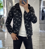 European station 2021 autumn and winter New slim hooded jacket mens coat double-sided print handsome wild casual tide