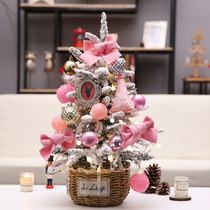 60cm small desktop tree Christmas shop decorations mini Christmas tree pink flocking Christmas tree