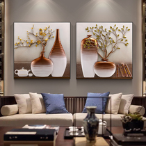 Sofa background wall decorative painting modern simple study new Chinese 3D three-dimensional relief restaurant Tea Room wall painting