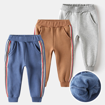 Korean version of the small foot brushed childrens sports pants Baby casual pants Autumn and winter new childrens clothing boys pants pants plus velvet