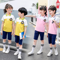 Boys and girls sports school uniforms set Shenzhen primary and secondary school class uniforms summer short-sleeved kindergarten uniforms