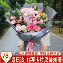 Net red mixed bouquet hydrangea Shiyan bellflower flower delivery Tongcheng Maojian Zhangwan Birthday wishes send florist