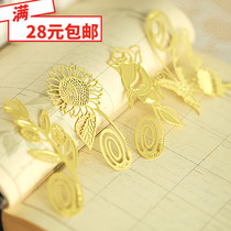 Korean stationery flower series metal bookmarks gift creative gift Golden Olive Branch Tulip