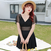 South Korean big code dress conjoined swimsuit woman 200 catty and fat mm Slim Foam Hot Spring Fat Sister Conservative Swimsuit