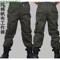Work pants mens autumn thin breathable cotton canvas wear-resistant trousers machine repair welder labor insurance overalls pants
