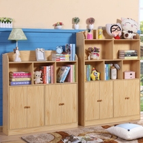 Childrens bookshelf childrens bookcase simple bookshelf bookcase shelf student bookcase locker with cabinet door log color