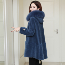 Zqqz sheared wool coat women's long fox fur collar 2019 new grain wool fur coat 8563