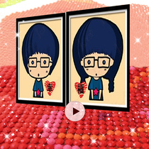 5D Diamond painting full drill brick brick cartoon couple stick stick diamond stick cross stitch new living room childrens bedroom