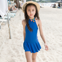 Childrens swimsuit Girls Korean version one-piece princess skirt style Big child cute swimsuit girl student hot spring swimsuit