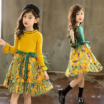 Foreign style girl sweater dress 10 ten 11 big child spring and autumn 12 primary school student child girl princess skirt 13 years old