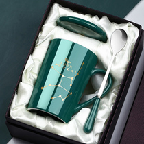 Creative trend ceramic cup mug personality with lid spoon lovers water cup coffee cup female constellation gift tea cup