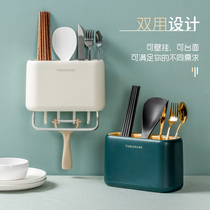  Chopstick basket rack Wall-mounted punch-free drain chopstick cage tube Household Japanese spoon knife rack integrated storage box