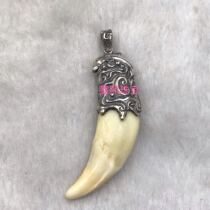 Private Jewelry Custom 925 Silver Wolf Tooth Pendant Dolphins Ancient Silver Inlaid Process to Come and Like Materials