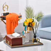 Light and luxurious leather containing tray minimalist modern living room Tea Table Room Adornment Home Tray