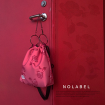 ISIR NO romantic niche pink rose ring chain bag drawstring design style messenger bag for men and women LABEL
