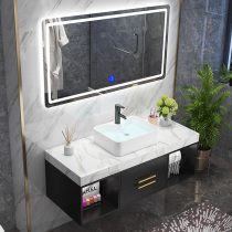 Light luxury marble bathroom cabinet combination bathroom set smart hand washing sink toilet rock slab wash basin