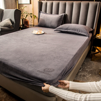 Coral suede bed Bamboo Hat Single Piece Thickened anti-slip fixed bed cover Winter dust cover Mat Dreams bed cushion protective sleeves