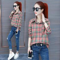 Plaid shirt womens 2021 new spring European goods tide fashionable top foreign shirt spring and autumn design sense niche