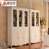 Jiastu European style bookcase Bookcase bookcase Combination file cabinet with drawer bookcase with door Glass door Two doors three doors