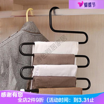 Multi-layer finishing hanging pants hanger household pants shelf wardrobe clip storage rack stainless steel buy 2 get 1