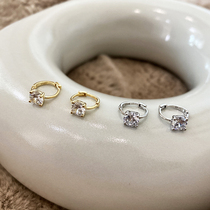 Strong push through body 925 sterling silver four claw zircon ear button advanced feeling sleep without picking earrings small earlobe fit