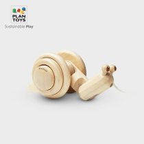 (Official direct sale)plantoys5684 crawling snail dragging toddler toy wooden puzzle childrens hand pull