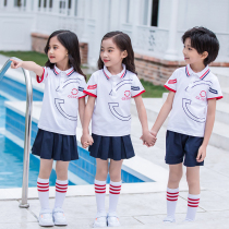 Summer kindergarten garden uniform College short-sleeved T-shirt suit Primary school uniform Summer uniform British mens and womens childrens class uniform