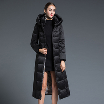 2021 new winter slim long knee down jacket female slim thick extra long Korean loose coat