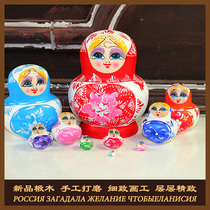 Set of baby 10 layers of cute cartoon red and blue oil belly wooden boys and girls educational toys Russian set baby