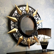 Post-modern art porch wall mirror creative background wall round decorative mirror Italian soft decorations