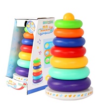 Baby stacking Rainbow Tower Ferrule toys Stacking rings Stacking high baby educational toys 6-12 months early education