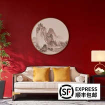 Brief new Chinese retro red wall cloth wine red bedroom living room background wall imitation cashmere pure color seamless wall cloth