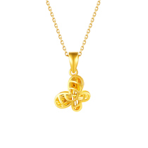 Macron Mancaron Butterfly Fly 18K Gold Pendant au750 Color Gold Girl With Lock Bone Chain Necklace Gift