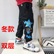 2021 Winter cotton double-layer sweatpants side five-pointed star children boys and girls baby thick sweatpants