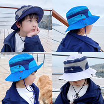 5 Colors Children Thin Fish Cap Summer Boy Windproof Rope Sunhat Girl Seaside Beach Sunscreen Hat Girl Beach Sunscreen Sunscreen Sunscreen Sunscreen Sunbeds