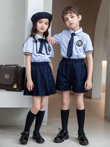 School uniform primary school student suit summer one childrens sportswear class suit two-piece British style kindergarten garden uniform summer