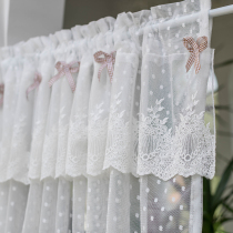 Han style small fresh lace wave point embroidery yarn curtain book room bedroom door curtain semi-curtain small curtain Xuanguan partition short curtain