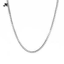 JANENG 925 sterling silver platinum-plated octagonal box chain for men and women simple classic chic style necklace