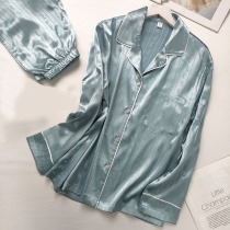 2022 New Products Stars The Same Advanced Sensory Letters Real Silk Sleepwear Mens Spring Long Sleeve Long Pants Couple Suits