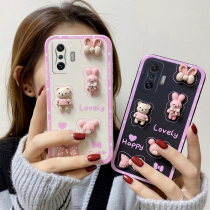 Suitable for red rice K50 electric race version mobile phone shell silicone gel cartoon cute rabbit girl creative solid protective sheath