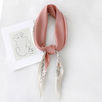 ins Korean small silk scarf diamond letter simulation silk scarf hundred small scarf female decorative hair belt Korean version bag belt