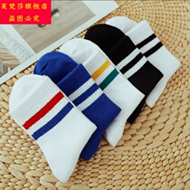  Fufansha socks female summer couple Korea Harajuku College style thin section male two two bars student movement