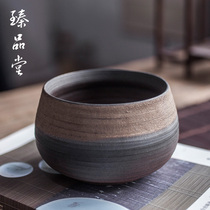 Zhen Pitang pure handmade tea washing tea utensils firewood burnt rough pottery small water slag bucket Japanese ceramic washing