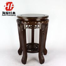 Redwood round stool furniture chicken wing wood antique mortise Tenon solid wood low stool changing shoes stool vase bonsai flower stand base