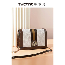 Woodpecker Bag Packs Women 2022 New Slanted Satchel Stitching Stripe Printed Summer 100 Hitch Chain Single Shoulder Small Square Bag