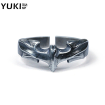 YUKI temperament European and American retro Batman 925 silver ring ring men and girls personality tail ring nightclub accessories