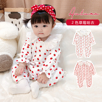 Net red baby jumpsuit spring and autumn summer Full Moon female baby Princess ha clothes cute newborn baby autumn clothes